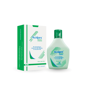 Acnipex cleanser bottle and packaging on a white background