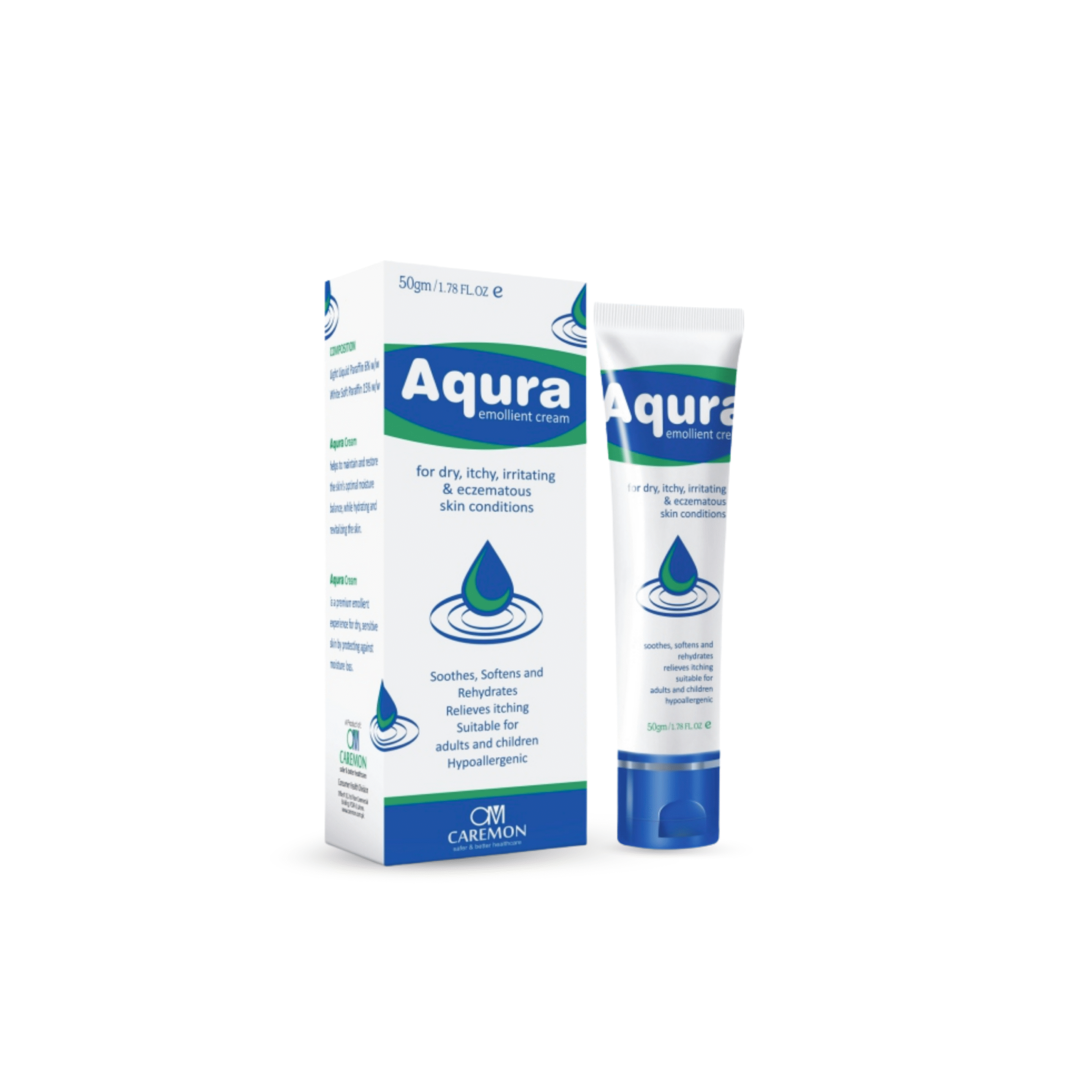 Aqura moisturizing cream packaging on a white background