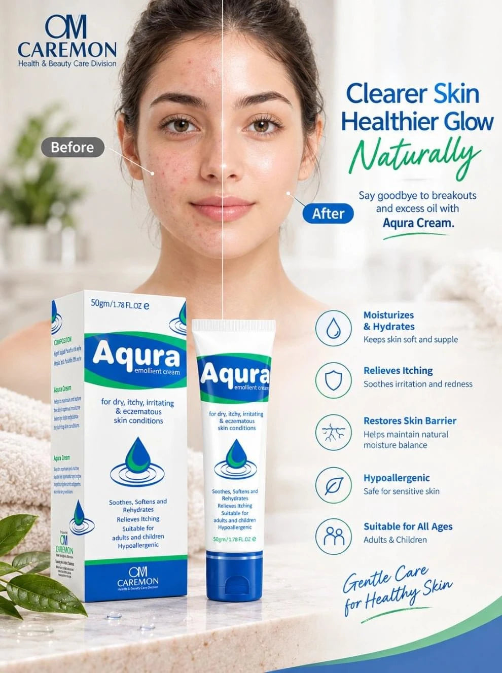 Aqura Emollient Cream 50g - Caremon