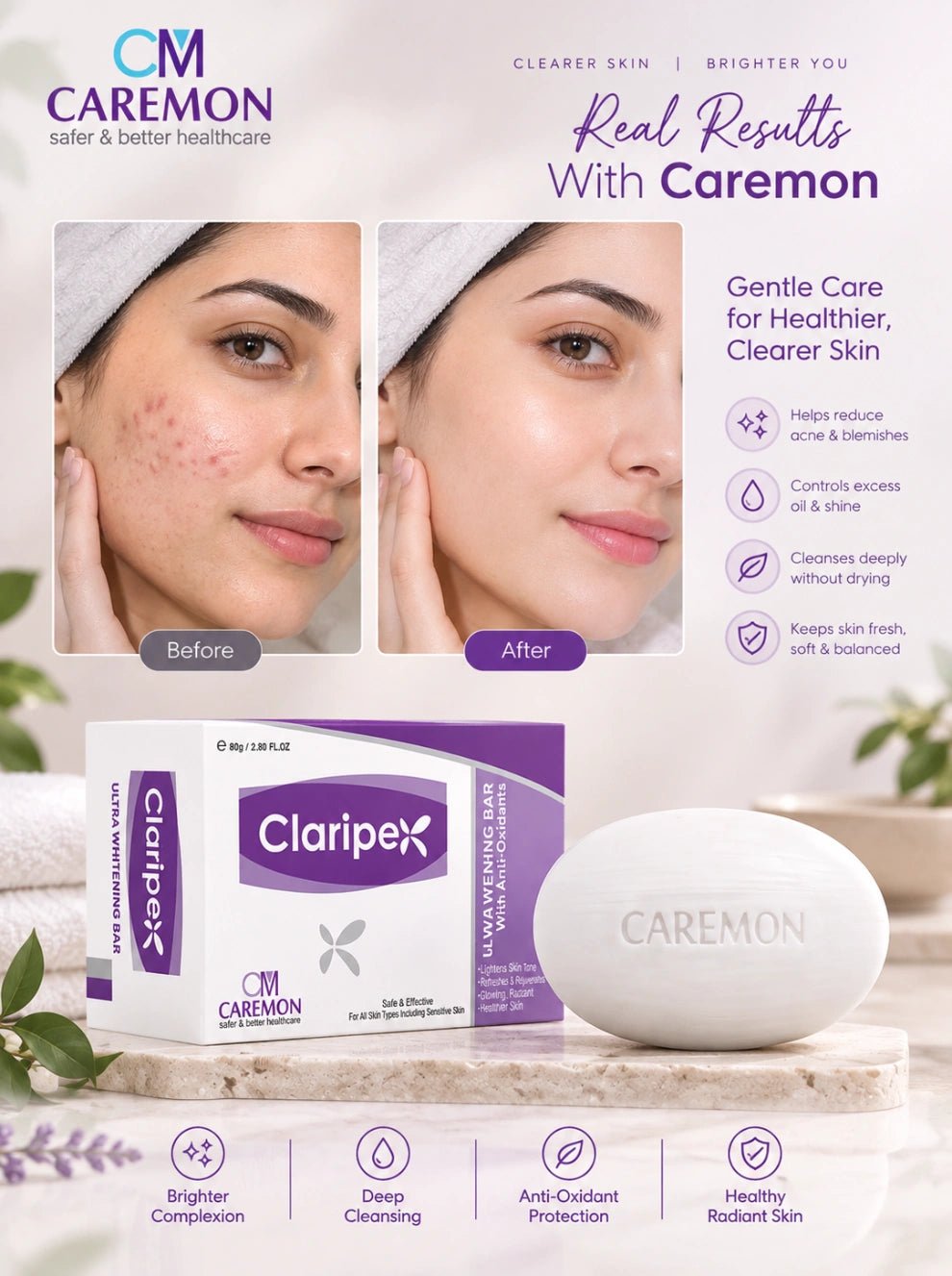 Claripex Ultra Whitening Bar 80g - Caremon