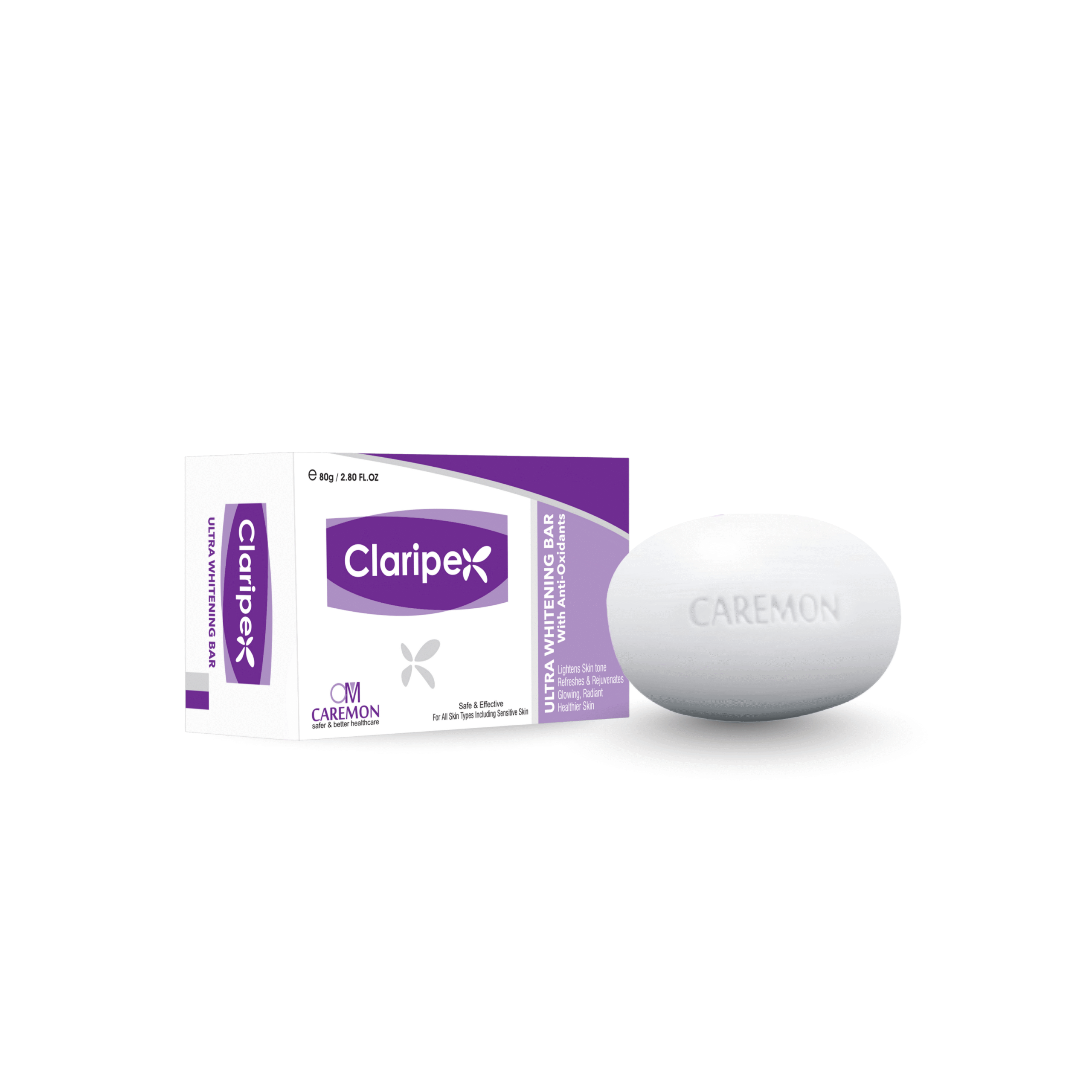 Claripex soap bar and packaging on a white background