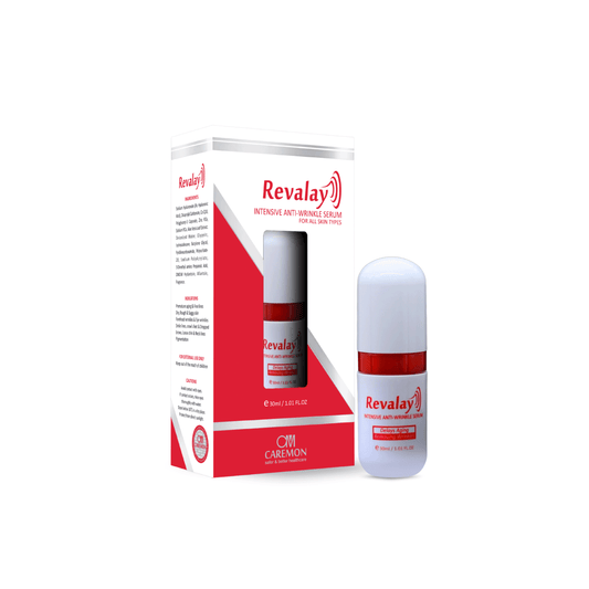 Revalay skincare product packaging on a white background