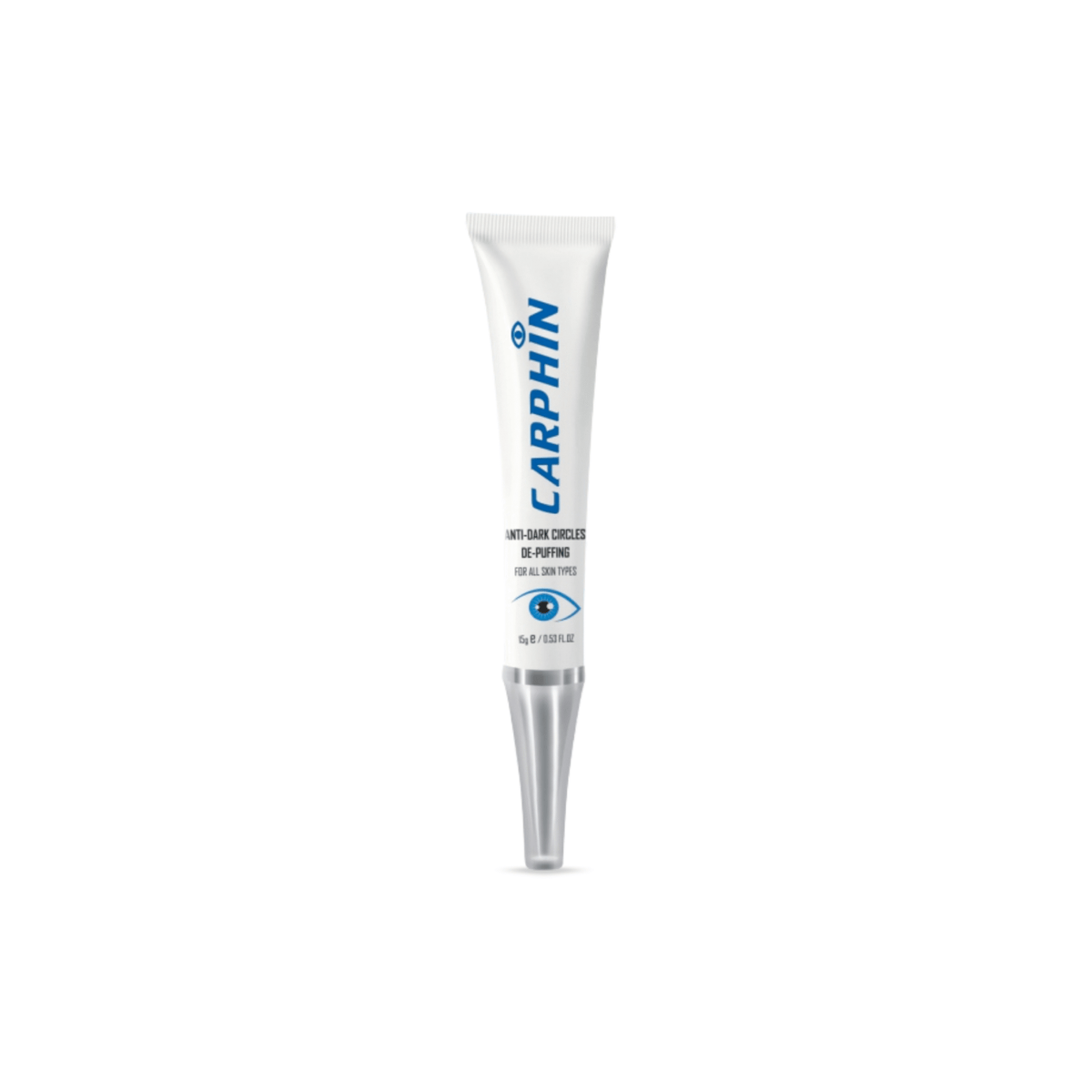 Carphin eye cream tube on a white background