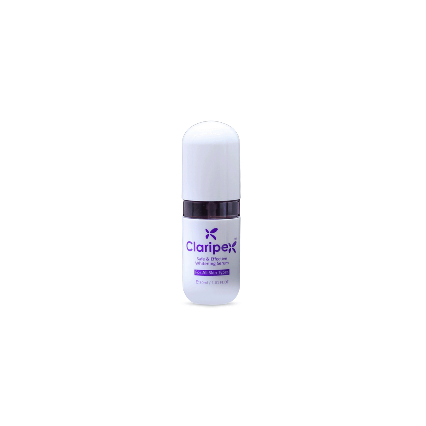 Claripex skincare serum bottle on a white background
