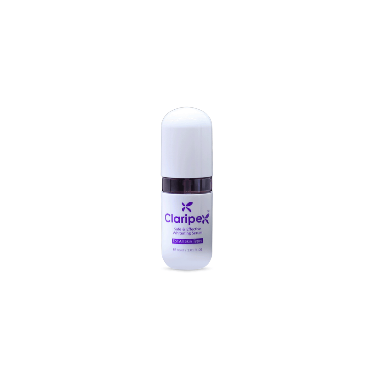 Claripex skincare serum bottle on a white background