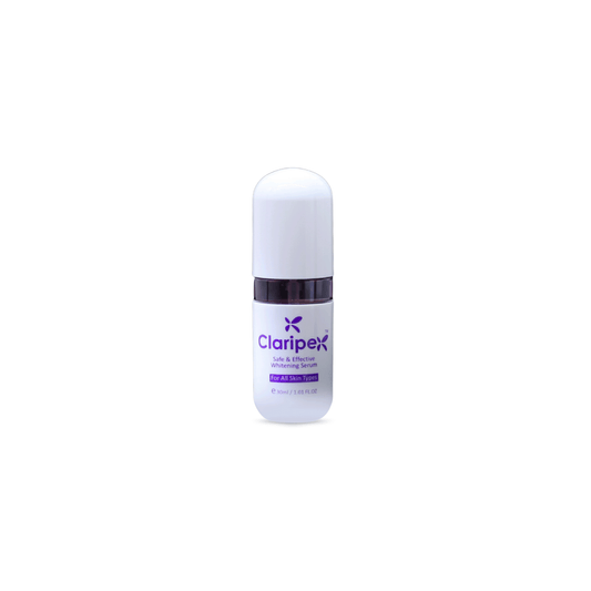 Claripex skincare serum bottle on a white background