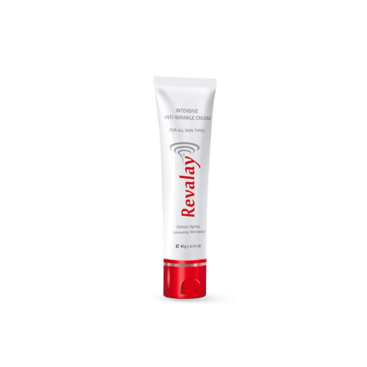 Tube of Revalay intensive anti-wrinkle cream on a white background