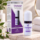 Claripex Soft & Effective Whitening Serum with Antioxidants shown with its purple and white retail box and the white bottle with a dark purple cap, styled on a marble slab with white flowers and a soft spa-like background.