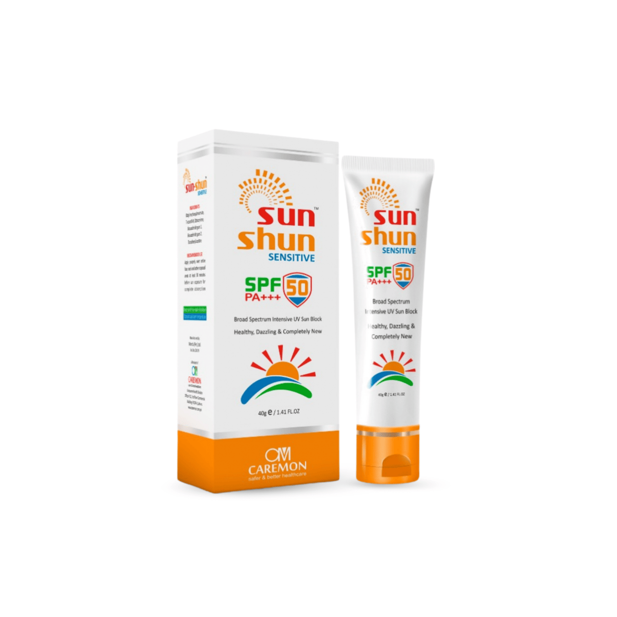 Sun Shun Sensitive SPF 50 PA+++ sunscreen packaging on a white background