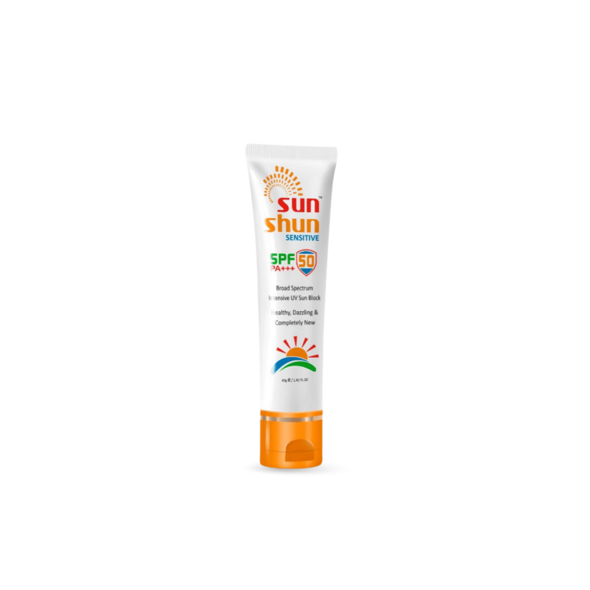 Sunshun sunscreen tube on a white background