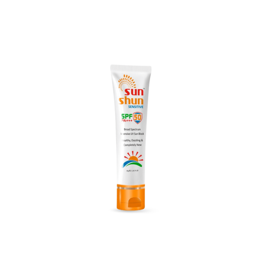 Sunshun sunscreen tube on a white background